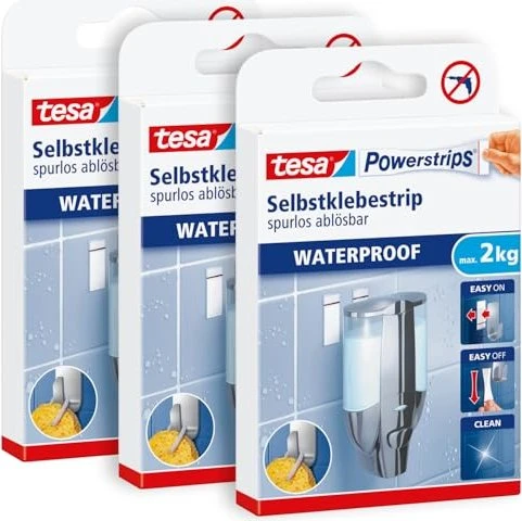 tesa Powerstrips Klebestreifen Waterproof Strips weiß, 6 Stück