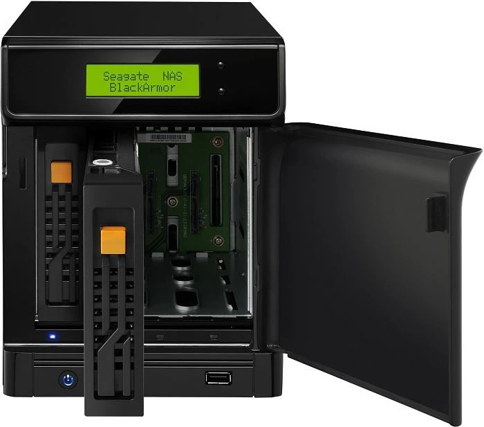 Seagate BlackArmor NAS 400, 256MB RAM, 2x RJ-45 1000Base-T, 4x USB-A 2.0