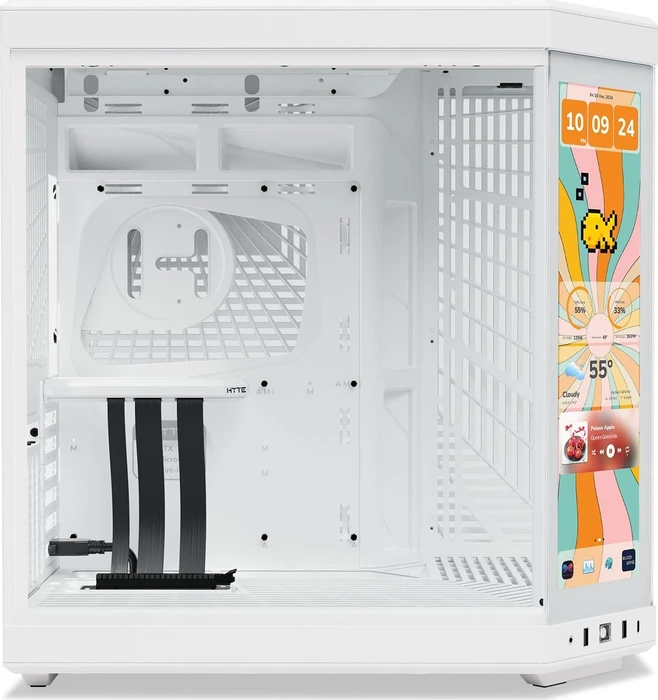 Hyte Y70 Touch Infinite Snow White, weiß, Display der 3. Generation, Glasfenster