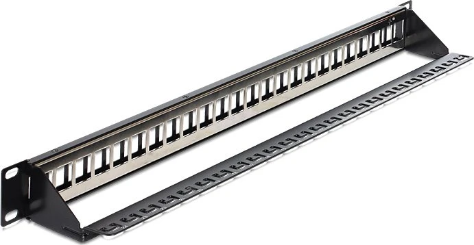 DeLOCK Patchpanel für RJ-45 Keystone Module 19", 24-Port, 1HE, 19", 1HE, schwarz