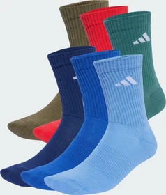 adidas Cushioned Crew Socken dark blue/royal blue/olive strata/pure ruby, 6 Paare