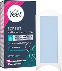 Veet Expert Körper & Beine Alle Hauttypen inkl. sensibler Haut Kaltwachsstreifen, 20 Stück