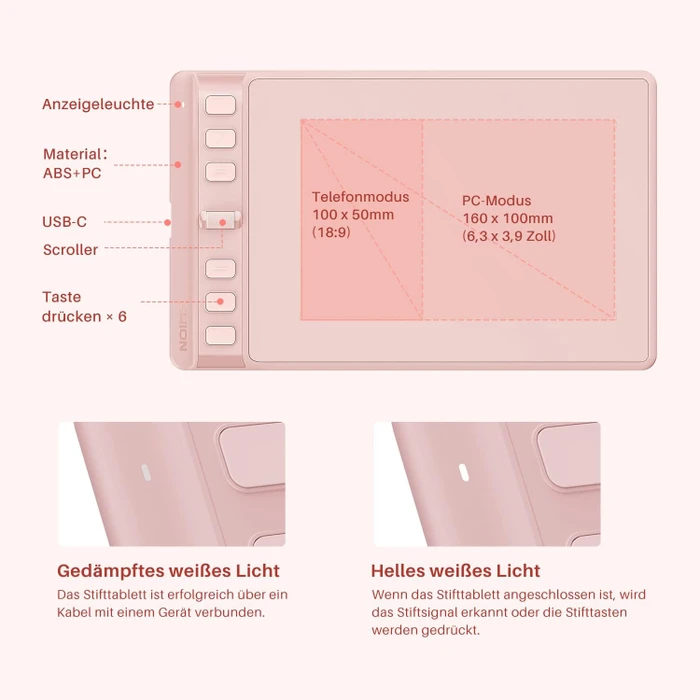 Huion Inspiroy 2 S H641P, Sakura Pink