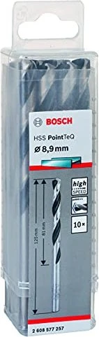 Bosch Professional HSS PointTeQ Spiralbohrer, 8.9x81x125mm, 10 Stück