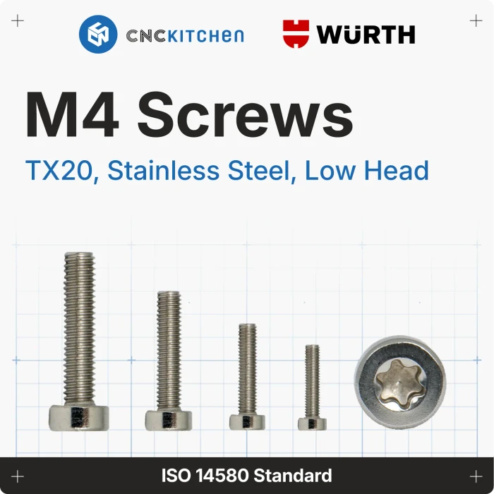 CNC Kitchen M4x16 Schrauben A2-70, TX20, 25er-Pack