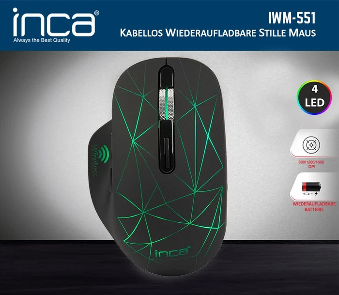 Inca IWM-551 Wireless Mouse schwarz, USB