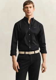 Gant Regular Fit Pinpoint Oxford Hemd langarm schwarz (Herren)