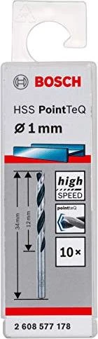 Bosch Professional HSS PointTeQ Spiralbohrer, 1x12x34mm, 10 Stück