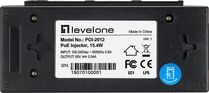 LevelOne Desktop Gigabit PoE-Injektor, 2x RJ-45, 15.4W PoE