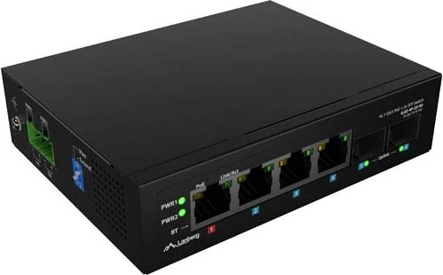 Lanberg ILGE Railmount Switch, 4x RJ-45, 2x SFP, 90W PoE++