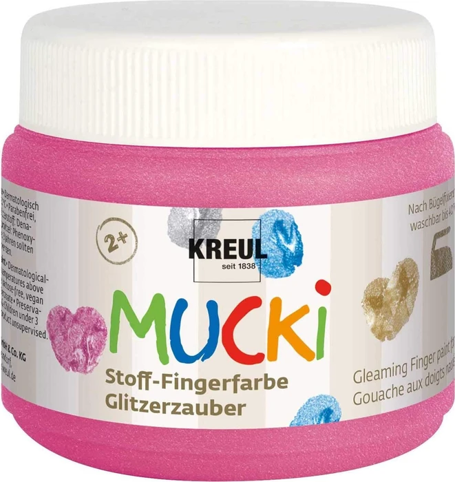 Kreul Mucki Stoff-Fingerfarbe, glitzerzauber pink, 150ml