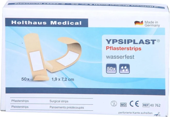 Holthaus Medical Ypsiplast Pflasterstrips wasserfest, 1.9 x 7.2cm, 50 Stück