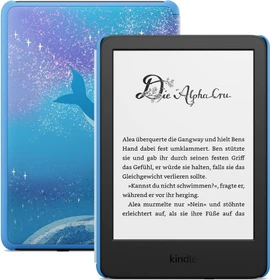 Amazon Kindle 12. Gen, schwarz, 16GB Flash, ohne Werbung, Kids Edition, inkl. Hülle Weltraumwal