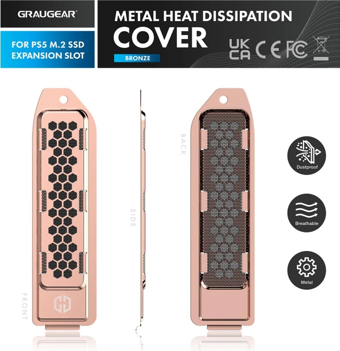 Graugear G-PS5M2-COVER M.2 SSD Kühlkörper-Abdeckung für PlayStation 5, bronze