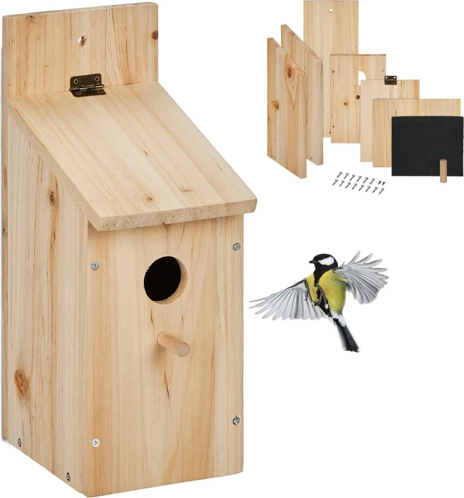 Relaxdays Nistkasten Bausatz für Vögel, braun