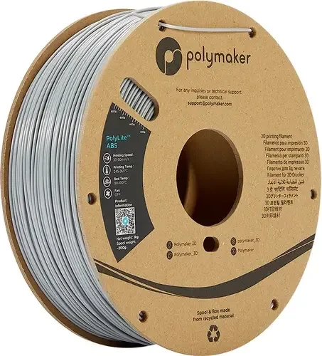 Polymaker PolyLite ABS, grau, Spule, 1.75mm, 1.00kg