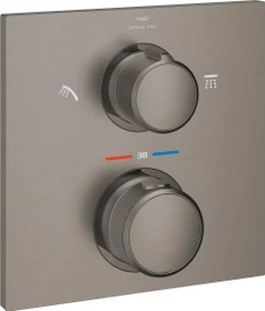 Grohe Allure Thermostat-Brausebatterie mit integrierter 2-Wege-Umstellung hard graphite gebürstet