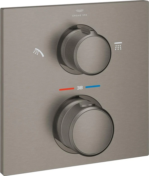 Grohe Allure Thermostat-Brausebatterie mit integrierter 2-Wege-Umstellung hard graphite gebürstet