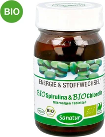 Sanatur Energie & Stoffwechsel Bio Spirulina & Bio Chlorella Tabletten, 250 Stück