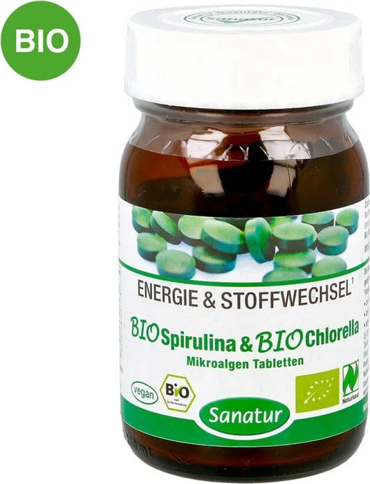 Sanatur Energie & Stoffwechsel Bio Spirulina & Bio Chlorella Tabletten, 250 Stück