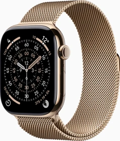 Apple Watch Series 11 (GPS + Cellular) 46mm Titan gold mit Milanaise-Armband S/M gold