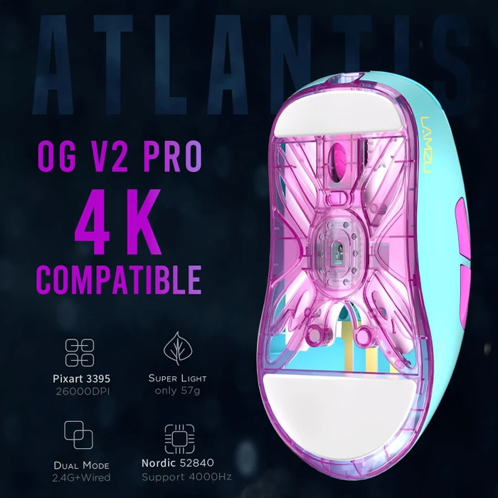 Lamzu Atlantis OG V2 PRO Wireless Gaming Mouse Miami Blue, USB