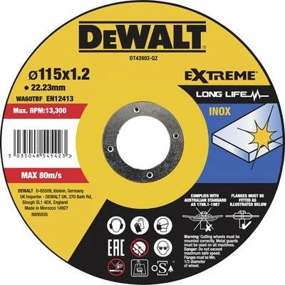 DeWalt DT43903 Extreme Long Life Trennscheibe, 115x1.2x22.23mm, 1 Stück