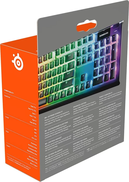 SteelSeries PrismCaps Universal Keycaps, Kunststoff (PBT) Double-Shot, schwarz, 105 Tasten, ISO-DE