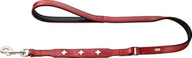 Hunter Swiss Führleine für Hunde, mit Handschlaufe, schweizer Kreuz, Leder, hochwertig, 1.8/110cm, rot
