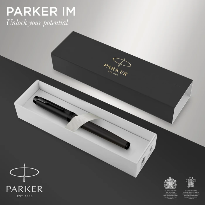 Parker IM Monochrome matte black, rechte Hand, fein, Geschenkbox
