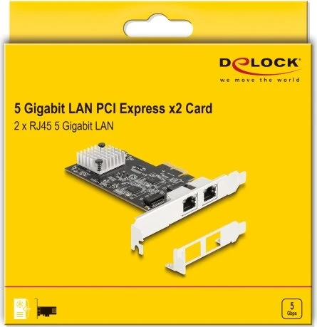 DeLOCK 5G LAN-Adapter, 2x RJ-45, PCIe 3.0 x2
