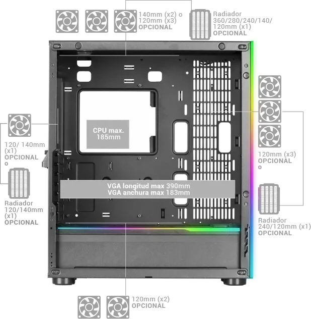 Mars Gaming MC-Ultra Black, Glasfenster