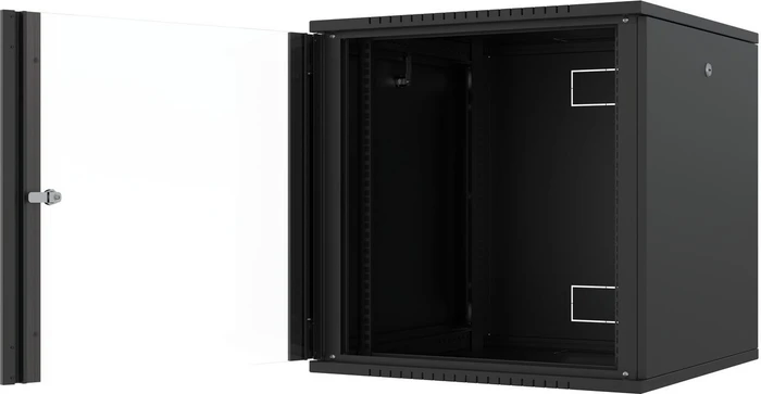 Lanview 19" Wandgehäuse 12HE, Flatpack, Glastür, IP20, RAL 9005, 450mm tief