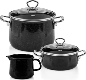 Riess Riess Emaille Nouvelle Kochgeschirr-Set black magic, 3-tlg.