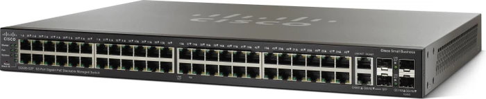 Cisco SG500 Rackmount Gigabit Managed Stacking Switch, 48x RJ-45, 2x RJ-45/SFP, 375W PoE+