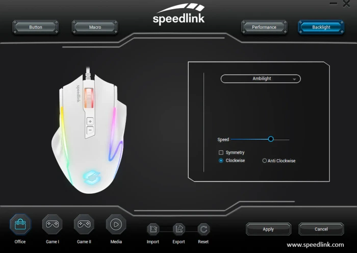 Speedlink Decus NX RGB Gaming Mouse weiß, USB