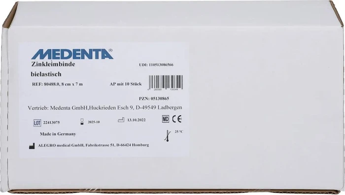Medenta Zinkleimverband, 8cm x 7m, 10 Stück