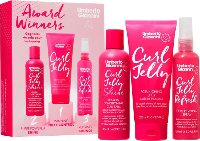 Umberto Giannini Award Winners Curl Jelly Gel 200ml + Conditioner 180ml + Spray 150ml Geschenkset