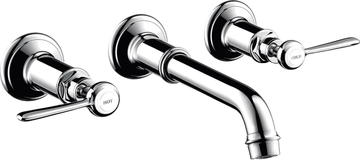 Hansgrohe Axor Montreux 3-Loch Waschtischarmatur für Wandmontage und Hebelgriffen chrom