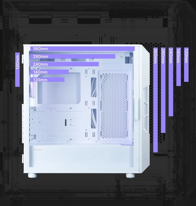 Zalman i3 Neo ARGB, weiß, V2, Glasfenster