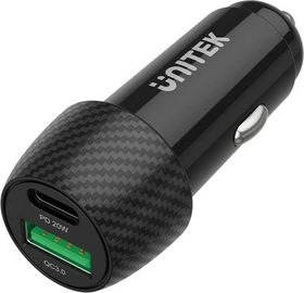 Unitek Powertrain Duo 38W Two Ports Car Charger PD/QC schwarz