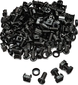 deleyCON MK3870, M6 Käfigmuttern Schrauben Set für Netzwerkschränke Servergehäuse, Kreuzschlitz, schwarz, 100 Stück