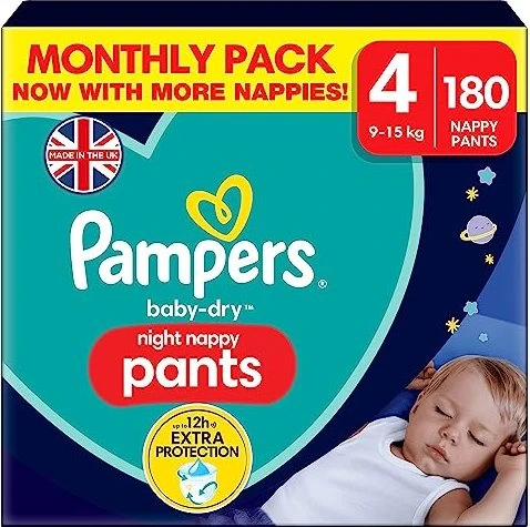 Pampers Baby-Dry night pants Gr.4 Einwegwindel, 9-15kg, 180 Stück