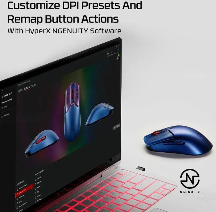 HP HyperX Pulsefire Haste 2 S Wireless silber, USB/Bluetooth
