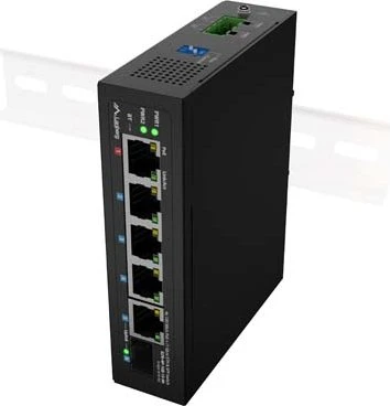 Lanberg ILFE Railmount Switch, 5x RJ-45, 1x SFP, 90W PoE++