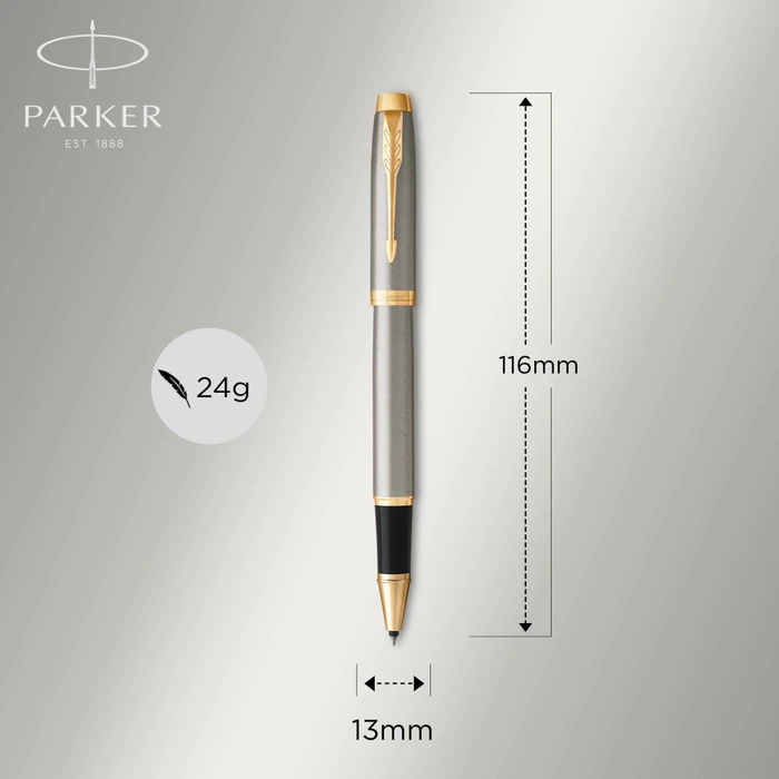 Parker IM Duo, Brushed Metal Gold Trim, 2 Stück