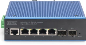 Digitus DN-65 Industrial Railmount Gigabit Managed Switch, 4x RJ-45, 2x SFP (DN-651154)
