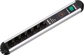Bachmann Primo, 6-fach, Schalter, Überspannungsschutz, Netzfilter, 1.7m, schwarz/silber