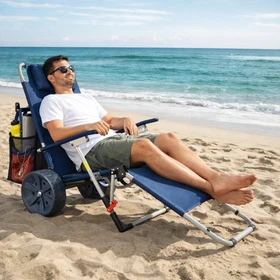 CampAir 2in1 Strandliege und faltbarer Bollerwagen blau