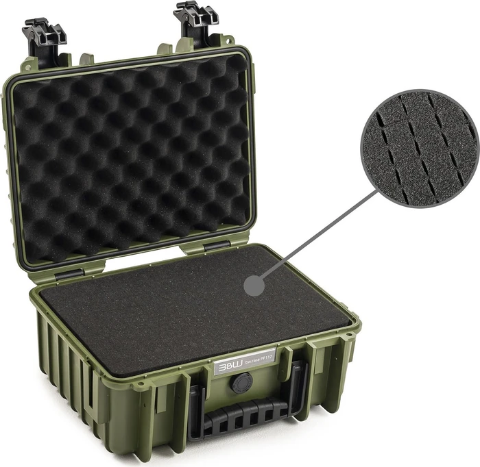 B&W International Outdoor Case Typ 3000 PP.117 Koffer bronze grün mit Schaumstoffeinsatz